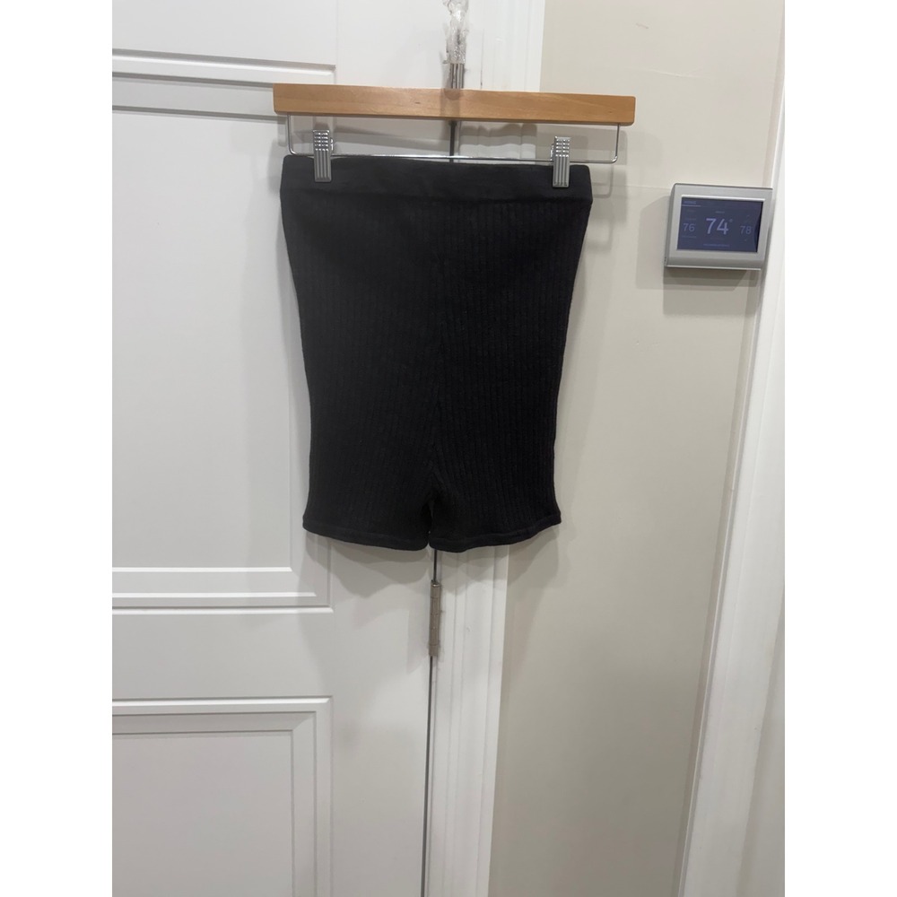 Free People Black Ribbed High Waisted Bike‎ Shorts Women's Size Small